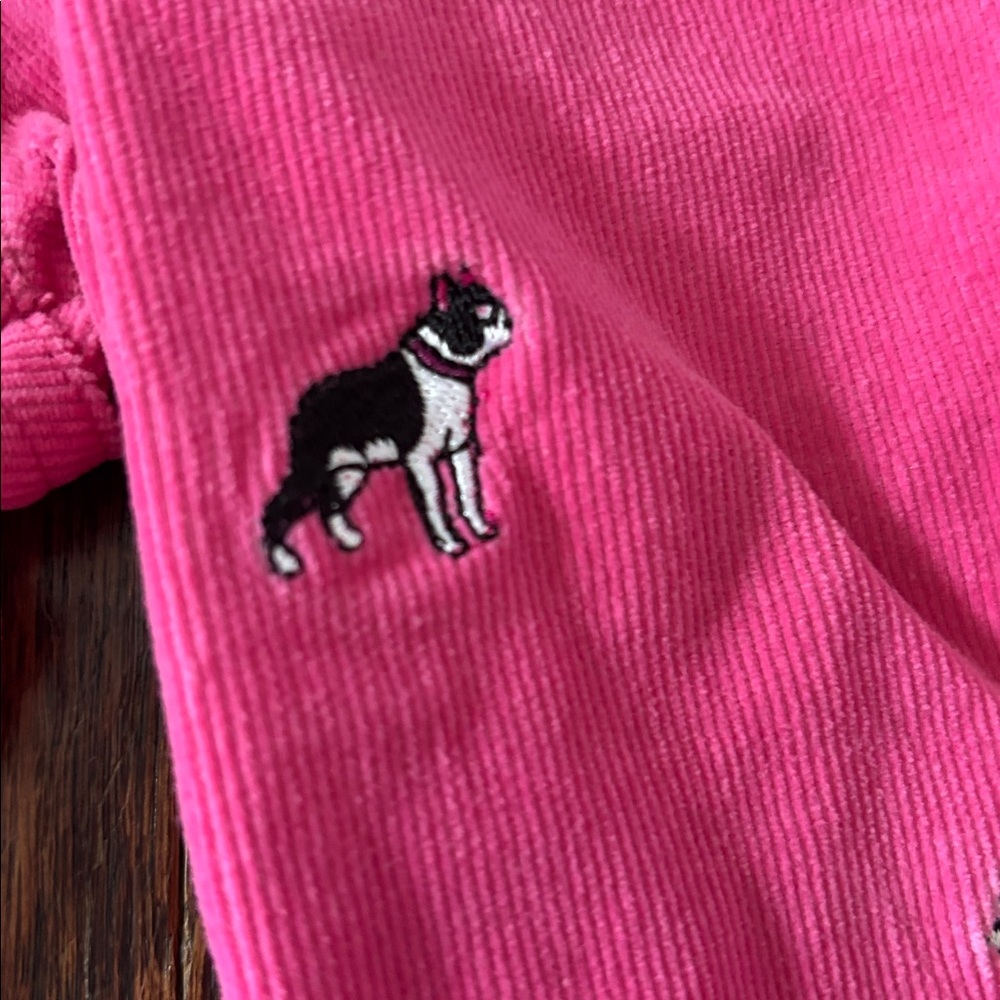 Lilly Pulitzer Y2K Pink Corduroy Flare Embroidered Terrier Pants, Size 6 - Picture 4 of 7
